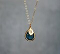 Personalized Sapphire Necklace, September Teardrop Birthstone Necklace, Bridesmaid Necklace, Custom Initial Necklace, Birthday Gift for Her