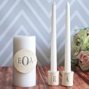 Unity Candle Ceremony Set with Ceramic Candle Holders, Unity Set, Unity Ceremony Set -  PERSONALIZED