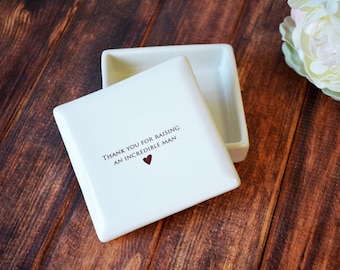 Mother of the Groom Gift. Mother in Law Gift, Mother of the Groom Wedding Gift -Square Keepsake Box-Thank You for Raising an Incredible Man