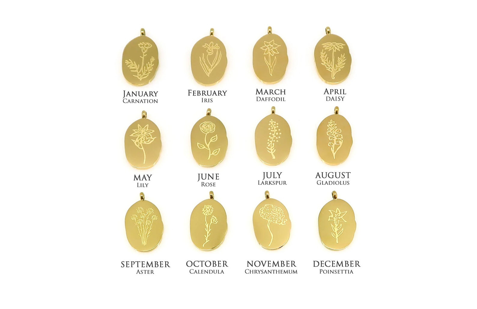 August Birth Flower Necklace Gladiolus Birth Flower Necklace Etsy