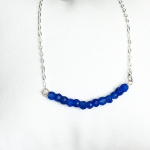 Beaded Bar Sapphire Necklace | Dainty | September Birthstone | Layering | Gift | Birthday | Gift for Her