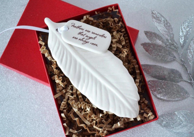 Sympathy Ornament, Feather Sympathy Gift, Sympathy Feather Ornament READY TO SHIP Feathers Are Reminders That Angels Are Always Near image 7