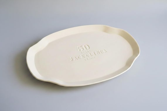 50th Anniversary Present Personalized with Names and Date - or Signature Guestbook Platter