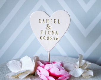 PERSONALIZED Heart Wedding Cake Topper with First Names and Wedding Date