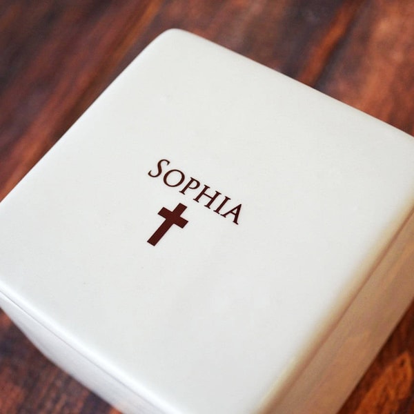 Boîte souvenir personnalisée filleul, cadeau de baptême
