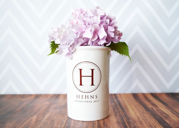 Wedding Gift or Anniversary Gift - Use as a Personalized Vase or Utensil Holder