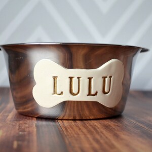 Personalized Set of Medium Sized Dog Bowls, Dog Gift, Puppy Gift, Dog Bowl with Name - Stainless Steel Dog Bowls - Medium Size image 3