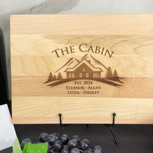 Personalized Cutting Board | Mountain Cabin | Maple Hardwood | Housewarming Gift | Custom Engraving | Kitchen Gift | Family Name Charcuterie