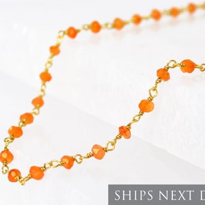 Beaded Carnelian Necklace, Dainty Carnelian Choker, Birthday Gift for Her, Handmade Jewelry, Beaded Choker, Gift for Mom