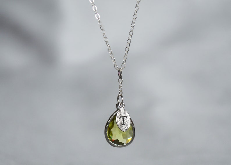 Peridot Necklace, August Birthstone Necklace, Bridesmaid Gift, Mom Birthstone Necklace, Initial Necklace, Mom Gift, Grandma Necklace image 3