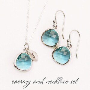 March Birthstone Necklace, Personalized Aquamarine Necklace, Bridesmaid Necklace, Custom Initial Necklace, Gift for Her, Aquamarine Jewelry image 8