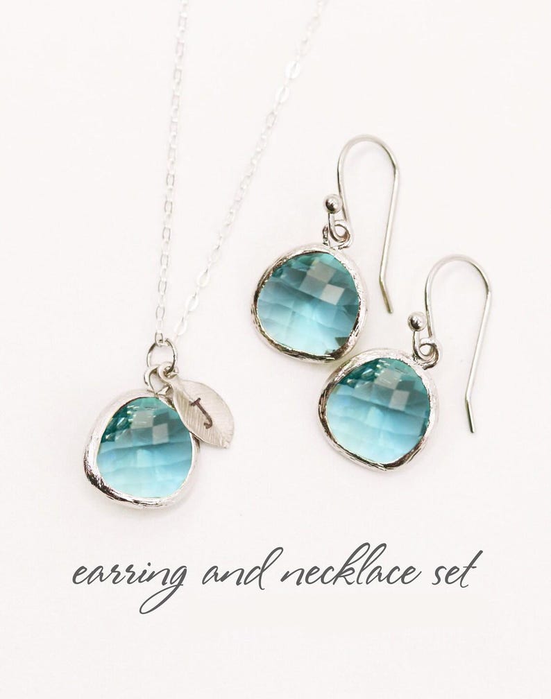 March Birthstone Necklace, Personalized Aquamarine Necklace, Bridesmaid Necklace, Custom Initial Necklace, Gift for Her, Aquamarine Jewelry image 8