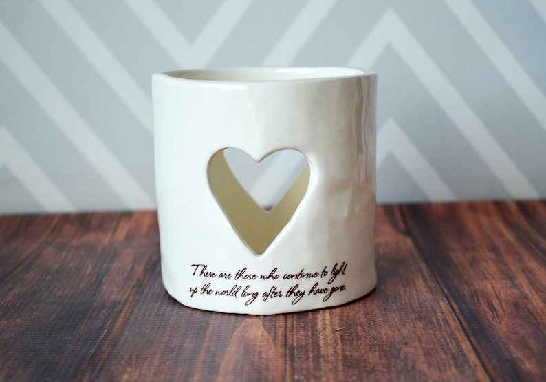 Sympathy Gift, Sympathy Heart Candle, Sympathy Votive Personalized w/ Name & Date There are those who continue to light up the world ... image 5