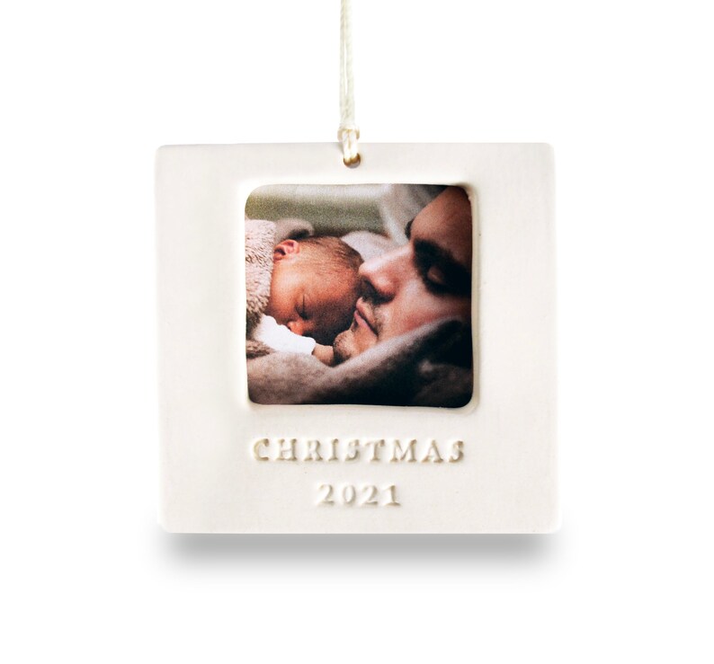 First Christmas Ornament 2024 READY TO SHIP Square Picture Frame Ornament, Family Ornament, Baby or Child Ornament, Wedding Ornament image 7
