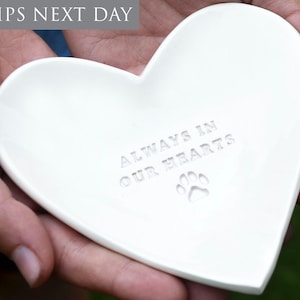 Dog Sympathy Gift, Dog Memory Gift, Pet Memorial Gift, Loss of Pet Gift, Dog Bereavement Gift, Always in our Hearts, Heart Shaped Bowl