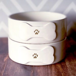 Personalized Dog Bowl, Dog Dish, Dog Bowl with Name, Custom Dog Bowl, Dog Gift, Puppy Gift, Pet Gift Small/Medium Size Ceramic 2 Bowls, Paw Only