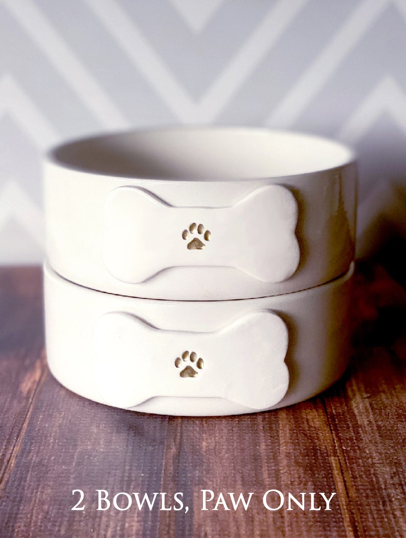 Personalized Dog Bowl, Dog Dish, Dog Bowl with Name, Custom Dog Bowl, Dog Gift, Puppy Gift, Pet Gift Small/Medium Size Ceramic 2 Bowls, Paw Only