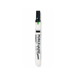 May include: A white porcelain marker pen with a black cap and green accents. The pen has the text "PORCELAINE 150" printed on the side.