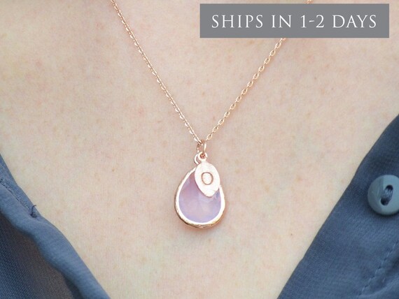 October Birthstone Necklace Pink Opal 