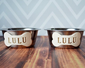 Personalized Set of Small Dog Bowls, Dog Gift, Puppy Gift, Dog Bowls with Name  - Small Size - Stainless Steel Dog Bowls