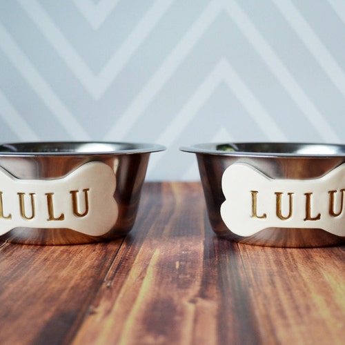 Personalized Set of Dog Bowls Pet Gift Dog Bowl Set Etsy