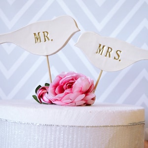 Mr. & Mrs. Bird Hochzeitstorte Topper - in verschiedenen Farben erhältlich
