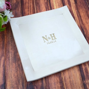 Wedding Gift or Wedding Signature Guestbook Decorative Platter Personalized with Monogram image 1
