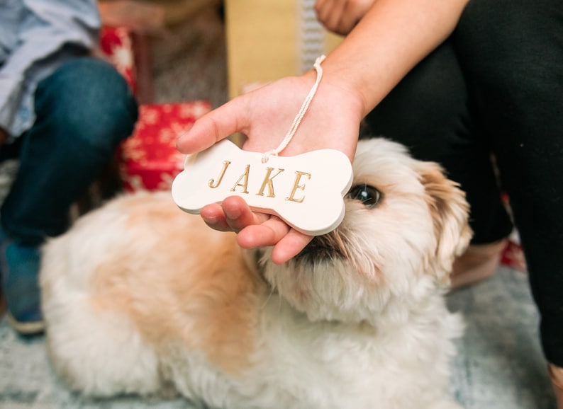 Personalized Dog Christmas Ornament w/ Name, Dog Ornament, Dog Bone Ornament, Christmas Pet Ornament, Holiday Gift for Dog Lovers, Dog Gift image 3