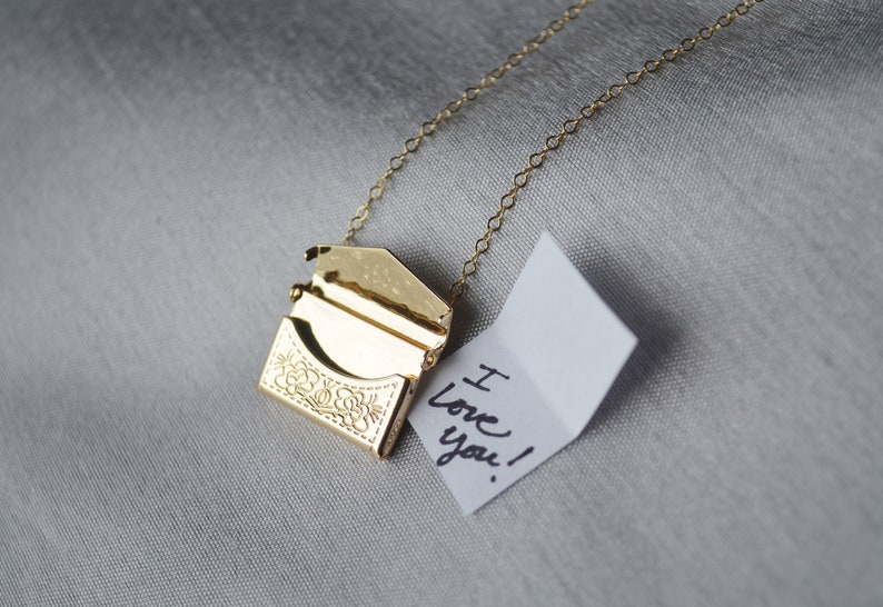 Envelope Locket Necklace, Letter Locket, Gift for Her, Gift for Mom, Mom Necklace, Gold Locket image 2