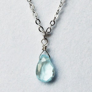 Sierlijke echte aquamarijn ketting, maart geboortesteen ketting, semi-kostbare aquamarijn, maart verjaardagscadeau, cadeau voor haar, bruidsmeisje cadeau