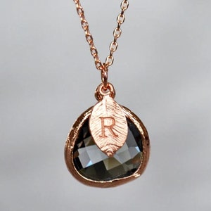 Collar de diamantes negros, regalo para esposa, regalo de novia, joyería personalizada, regalo de cumpleaños para ella, collar de dama de honor, collar inicial