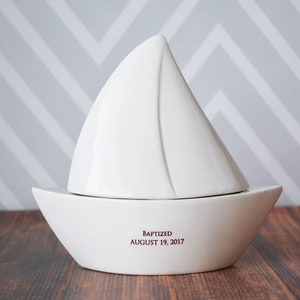 Sailboat Box Baptism Gift, Baby Gift or First Communion Gift Personalized Gift image 2