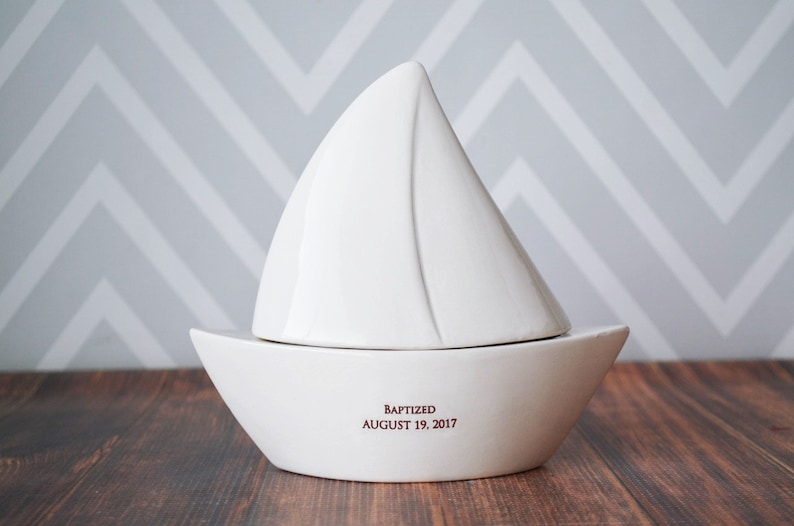 Sailboat Box Baptism Gift, Baby Gift or First Communion Gift Personalized Gift image 2