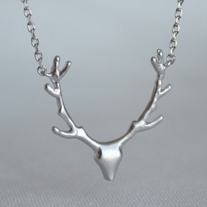Silver Antler Necklace, Deer Antler Necklace, Deer Head Necklace, Gift for Her, Friend Gift, Best Friend Gift, Layering Necklace -Gift Boxed