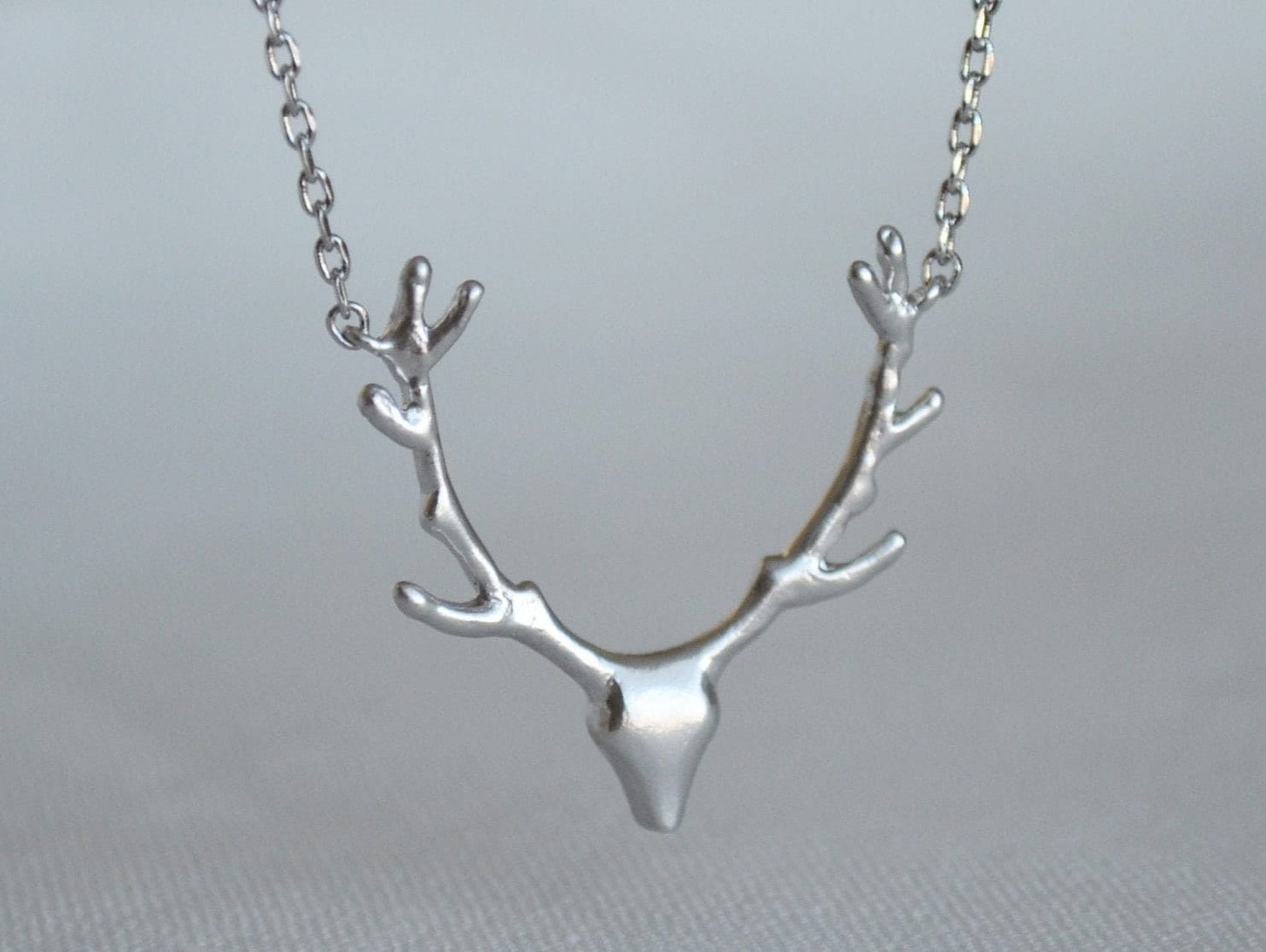 Silver deer shop antler necklace