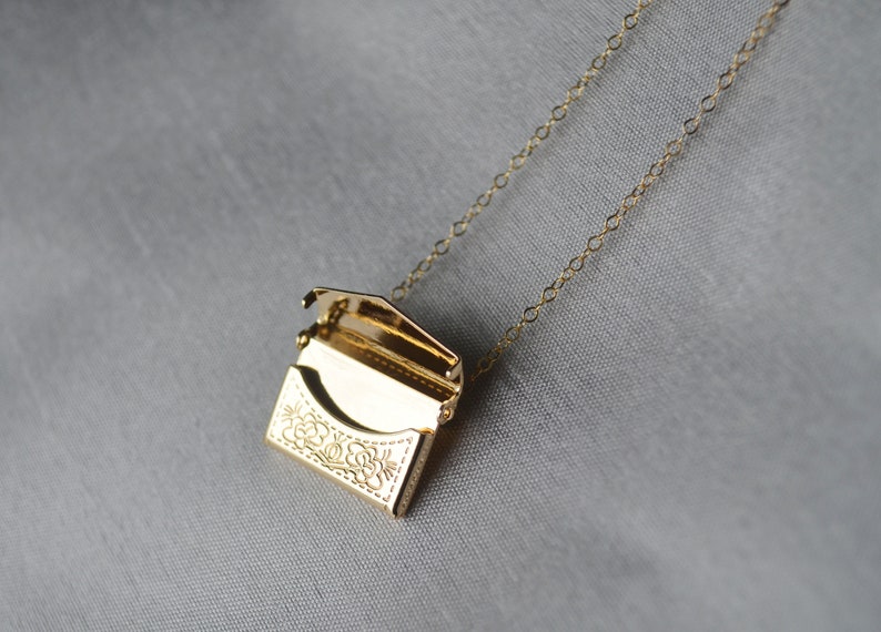 Envelope Locket Necklace, Letter Locket, Gift for Her, Gift for Mom, Mom Necklace, Gold Locket image 6