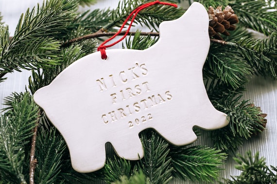 Polar Bear - Personalized Baby&#39;s First Christmas Ornament - With Name and Date - Christmas Gift or Baby Gift, Custom Ornament