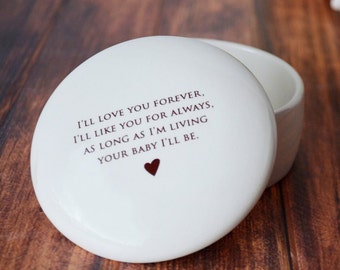 Mother of the Bride Gift, Mom Wedding Gift From Bride, Mom Birthday Gift - Round Keepsake Box - As Long As I'm Living Your Baby I'll Be