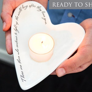 Sympathy Gift, In Memory Gift,  There are those who continue to light up the world, Asymmetrical Heart Dish, READY TO SHIP