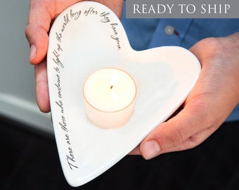 Sympathy Gift, In Memory Gift,  There are those who continue to light up the world, Asymmetrical Heart Dish, READY TO SHIP