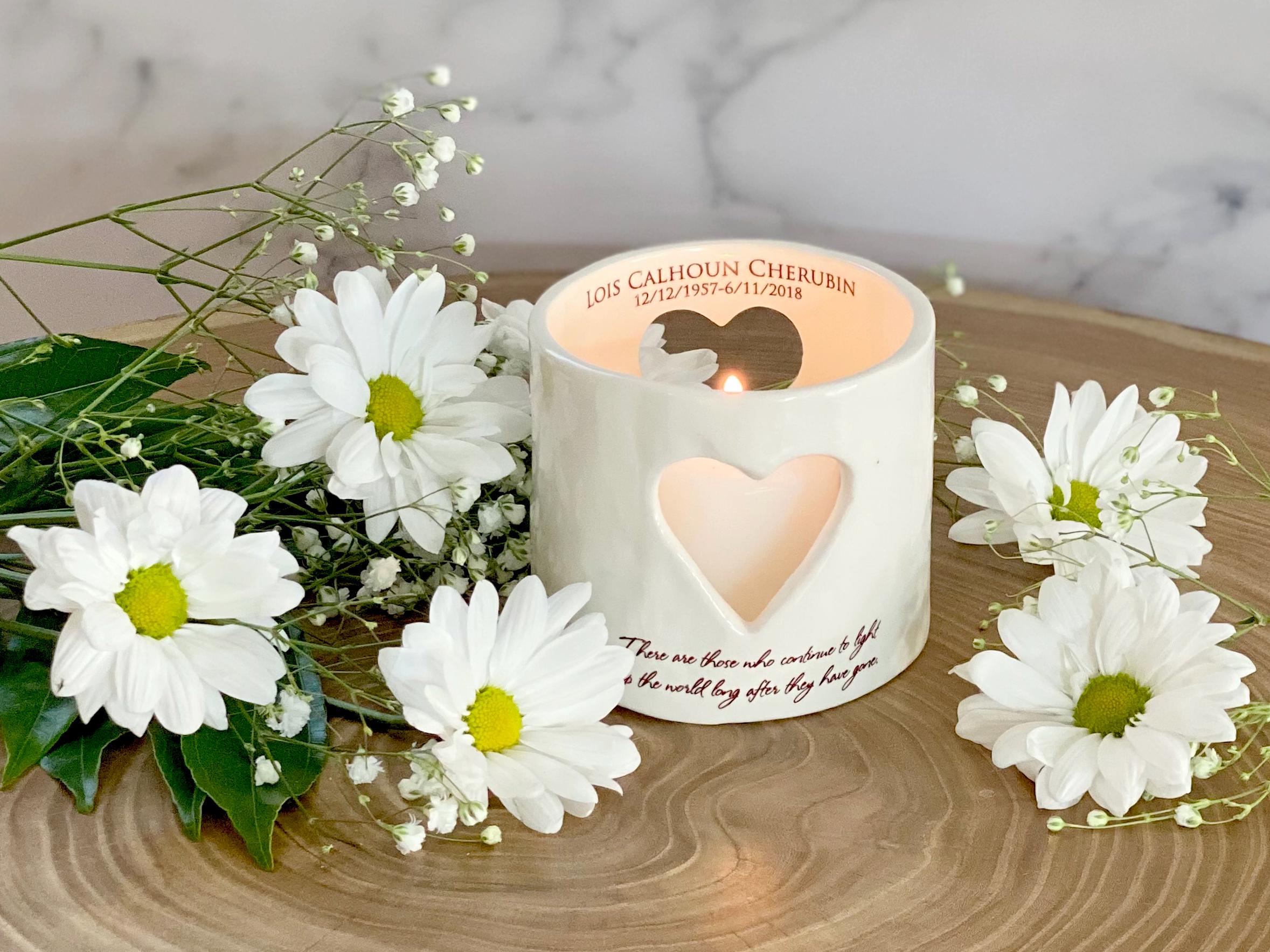 Sympathy Gift, Memorial Heart Candle, Sympathy Votive - Personalized w/ Name & Date - There are those who continue to light up the world...