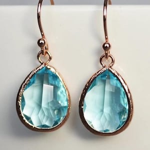 Aquamarine earrings, March Birthstone Gift, March Birthstone earrings, Bridesmaid earrings,  March Birthday Gift for Her, Tear Drop Earrings