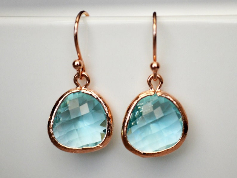 Aquamarine earrings, March Birthstone Gift, March Birthstone earrings, Bridesmaid earrings, March Birthday Gift, Aquamarine Jewelry Set image 1