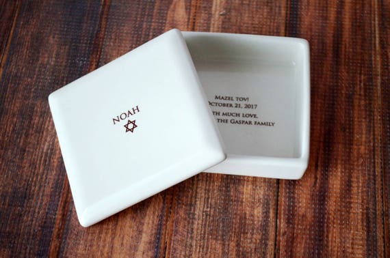 Personalized Bar Mitzvah Gift or Bat Mitzvah Gift, Jewish Gift, Star of David Gift  - Square Keepsake Box