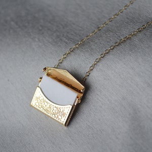 Envelope Locket Necklace, Letter Locket, Gift for Her, Gift for Mom, Mom Necklace, Gold Locket image 5