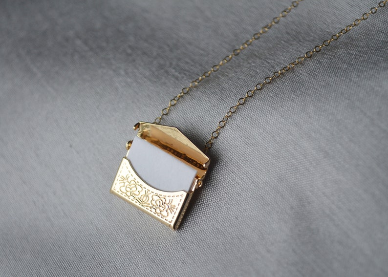 Envelope Locket Necklace, Letter Locket, Gift for Her, Gift for Mom, Mom Necklace, Gold Locket image 5