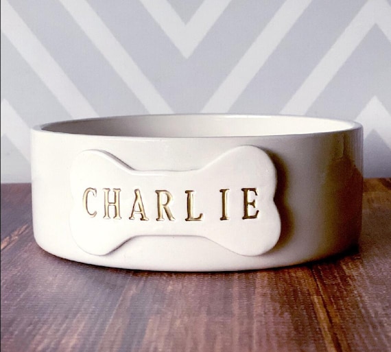 Personalized Ceramic Dog Bowl, Custom Pet Dish, Pet Feeding - Small/Medium Size