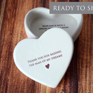 Mother-in-law Mother&#39;s Day Gift, Mom Wedding Gift - READY TO SHIP - Heart Box - Thank You for Raising the Man of My Dreams - Keepsake Box