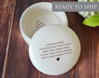 Grandma Wedding Gift, Grandmother of Bride Gift, Grandmother Gift - Gifts For Grandma  - Round Keepsake Box - READY TO SHIP