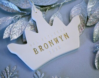 Personalized Baby Girl's First Christmas Ornament - Our Princess - Crown Ornament, Gift for Baby Girl, Baby's First Christmas Ornament